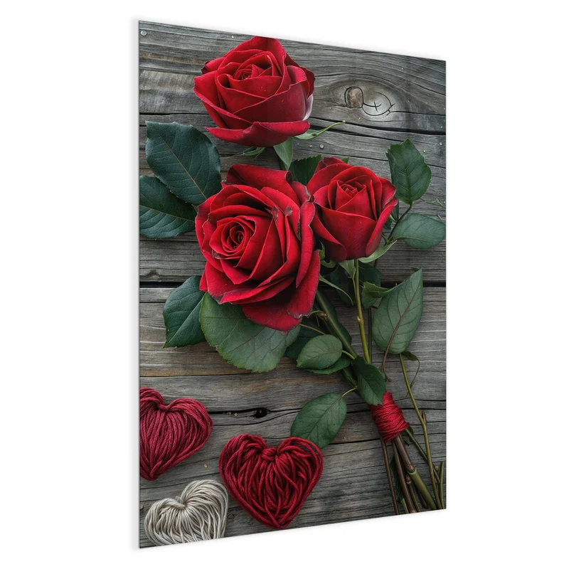 Magnettafel - Drei Rosen mit Herzen