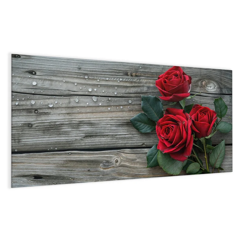 Magnettafel - Drei Rosen mit Herzen