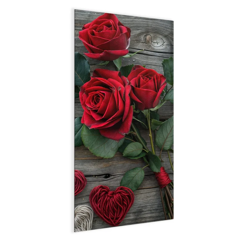 Magnettafel - Drei Rosen mit Herzen