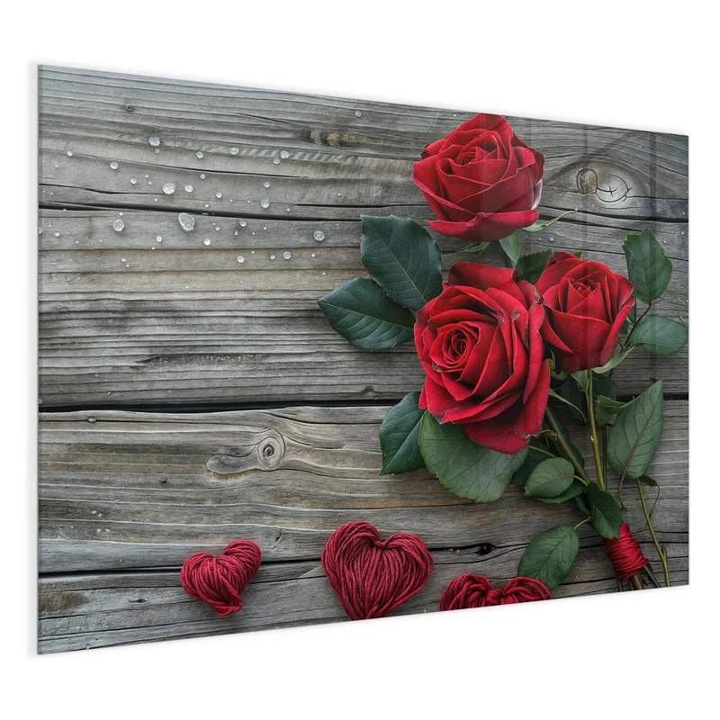 Magnettafel - Drei Rosen mit Herzen