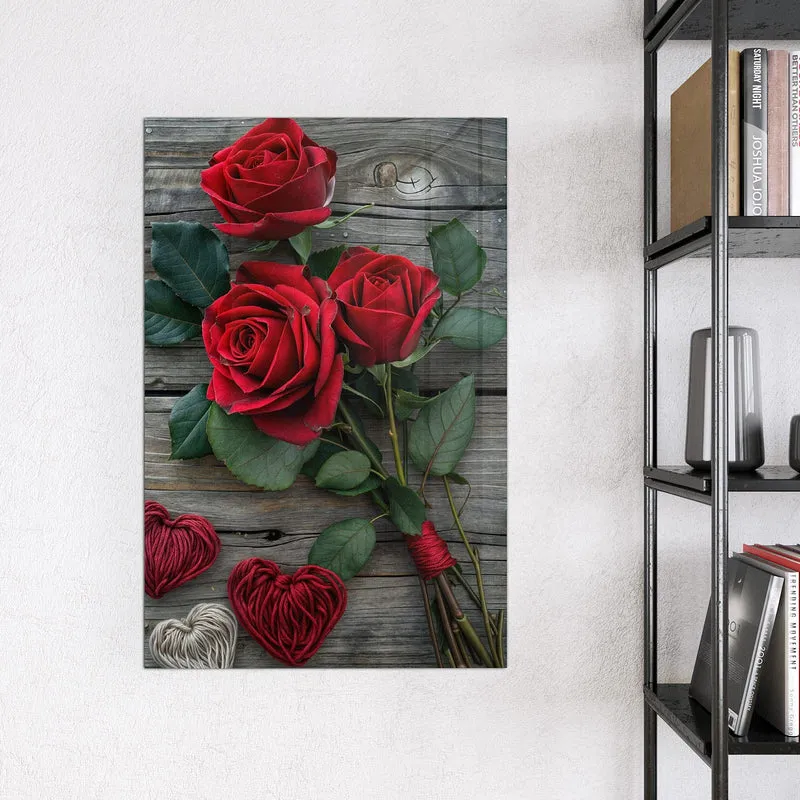 Magnettafel - Drei Rosen mit Herzen