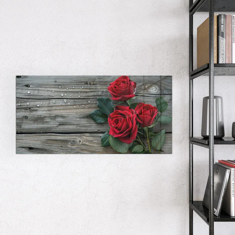Magnettafel - Drei Rosen mit Herzen