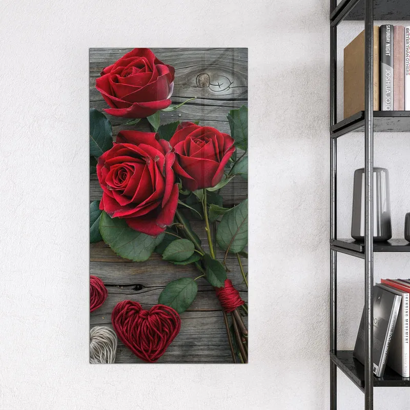 Magnettafel - Drei Rosen mit Herzen