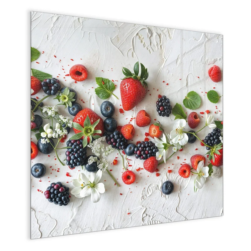 Magnettafel - Beeren mit weißen Blüten