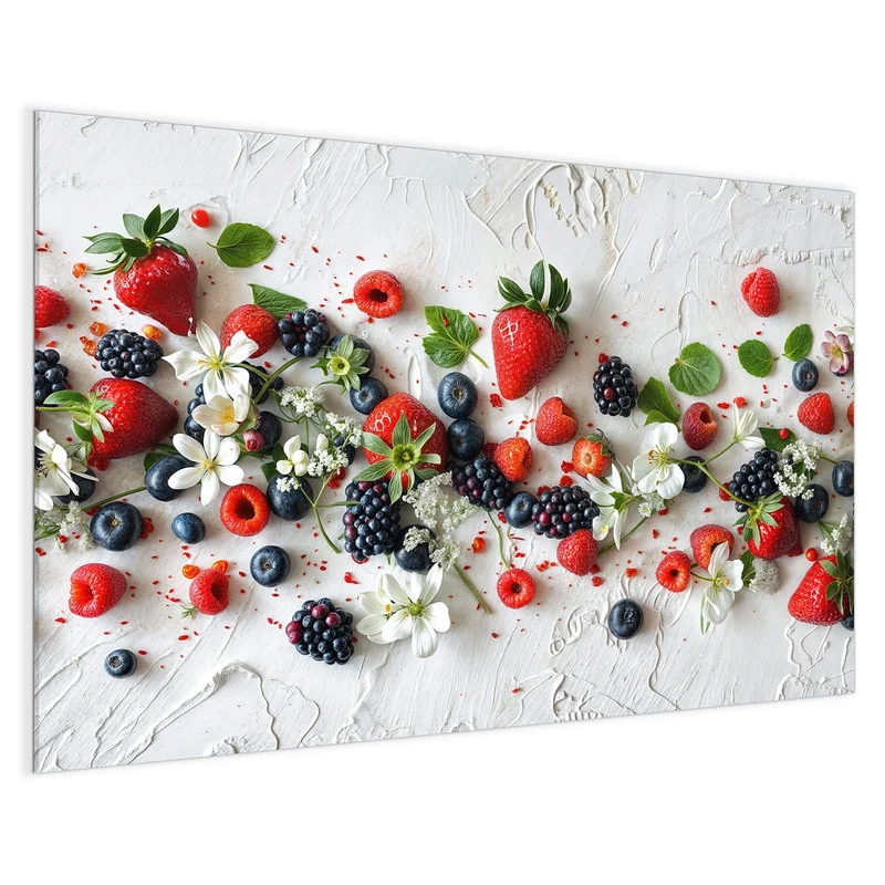 Magnettafel - Beeren mit weißen Blüten
