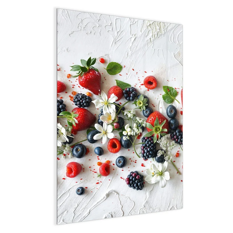 Magnettafel - Beeren mit weißen Blüten