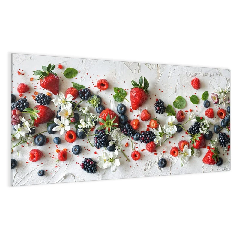 Magnettafel - Beeren mit weißen Blüten