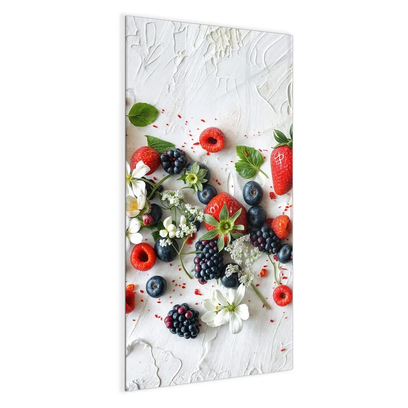 Magnettafel - Beeren mit weißen Blüten