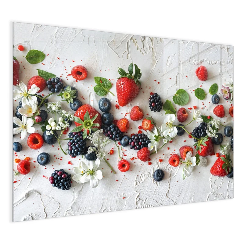 Magnettafel - Beeren mit weißen Blüten