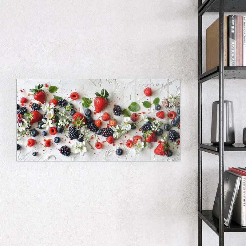 Magnettafel - Beeren mit weißen Blüten