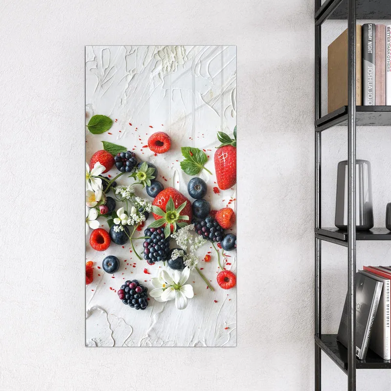 Magnettafel - Beeren mit weißen Blüten