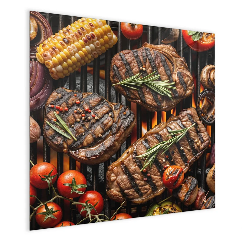 Magnettafel - Steaks und Grillgemüse