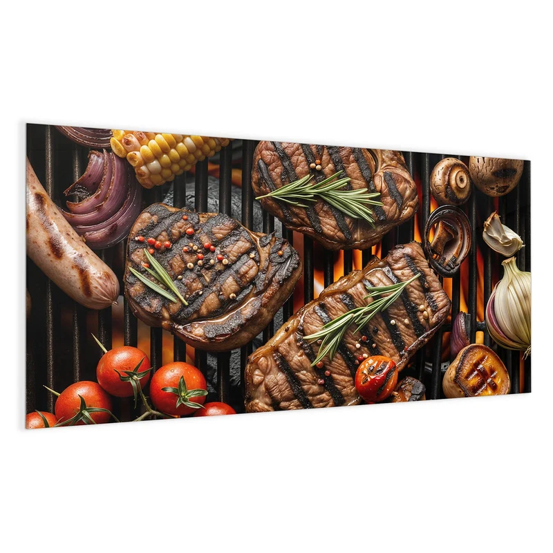 Magnettafel - Steaks und Grillgemüse