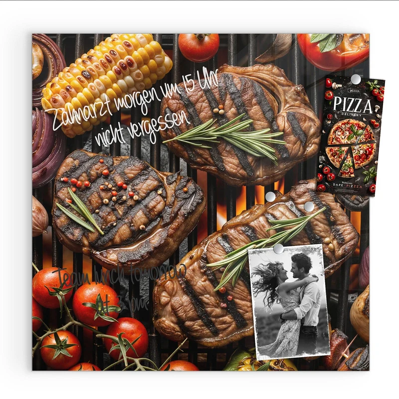 Magnettafel - Steaks und Grillgemüse