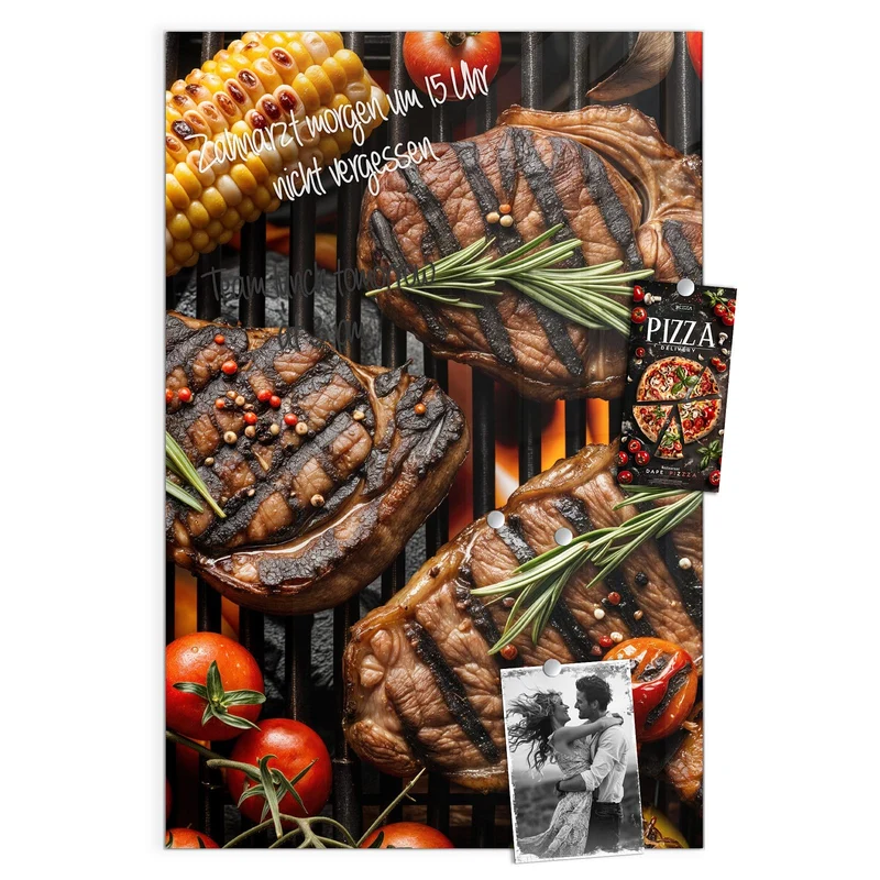 Magnettafel - Steaks und Grillgemüse