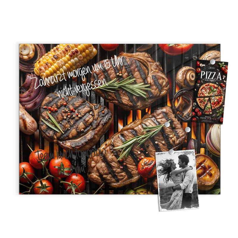 Magnettafel - Steaks und Grillgemüse