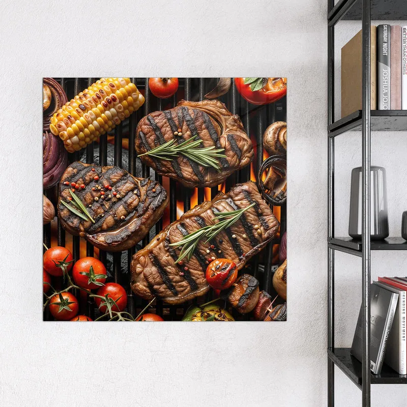 Magnettafel - Steaks und Grillgemüse