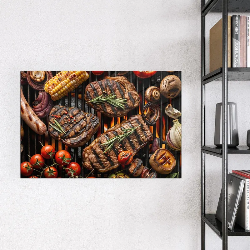 Magnettafel - Steaks und Grillgemüse