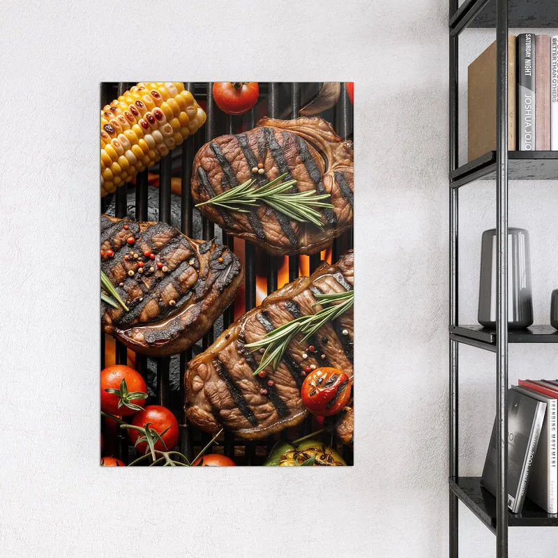 Magnettafel - Steaks und Grillgemüse