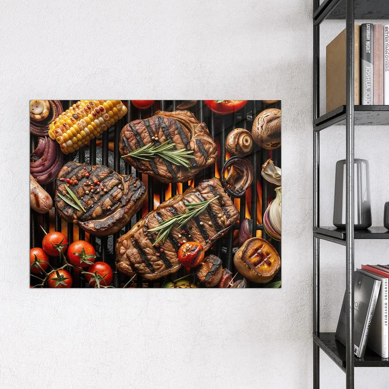 Magnettafel - Steaks und Grillgemüse