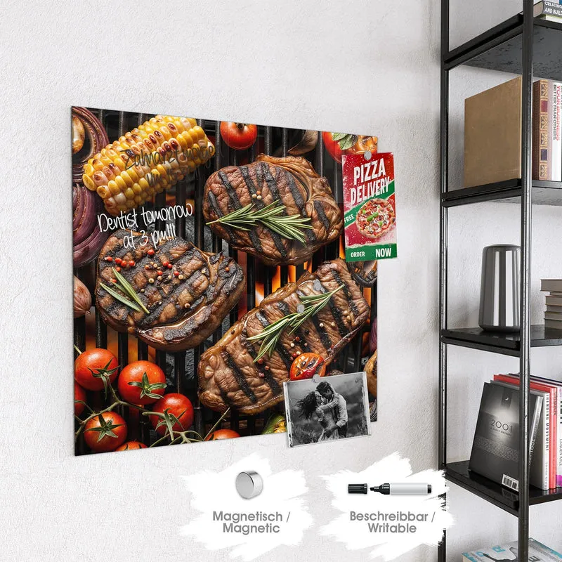 Magnettafel - Steaks und Grillgemüse