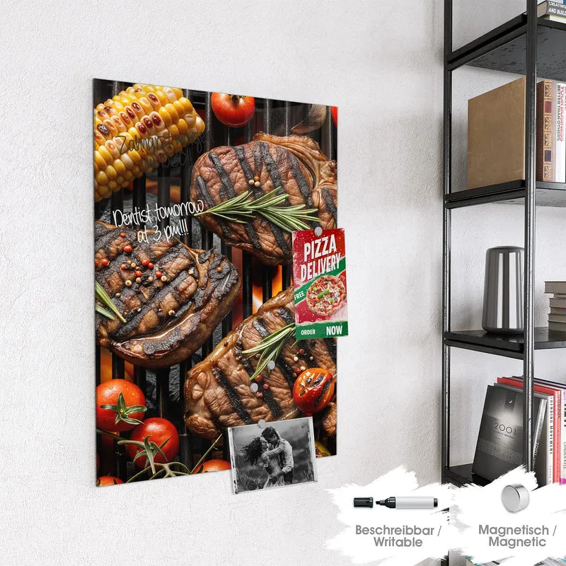 Magnettafel - Steaks und Grillgemüse