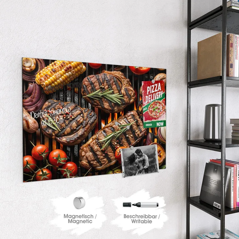 Magnettafel - Steaks und Grillgemüse