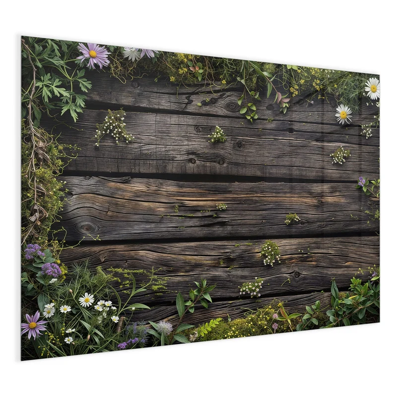 Magnettafel - Wildblumen auf Holz