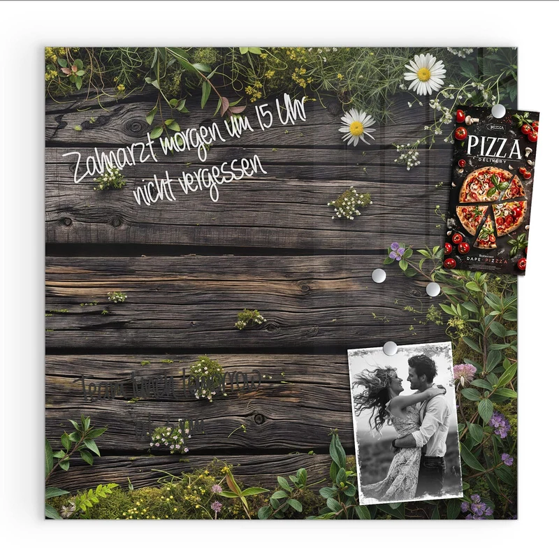 Magnettafel - Wildblumen auf Holz