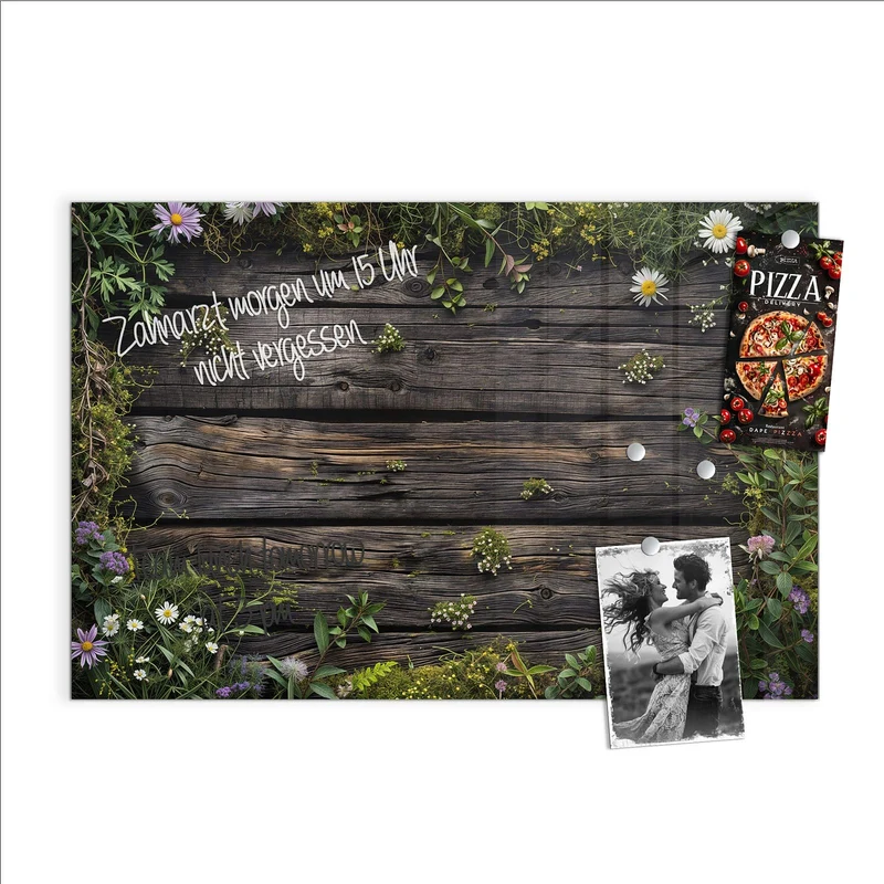 Magnettafel - Wildblumen auf Holz