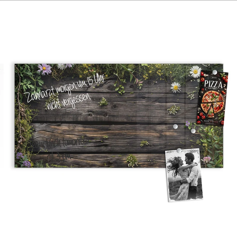 Magnettafel - Wildblumen auf Holz