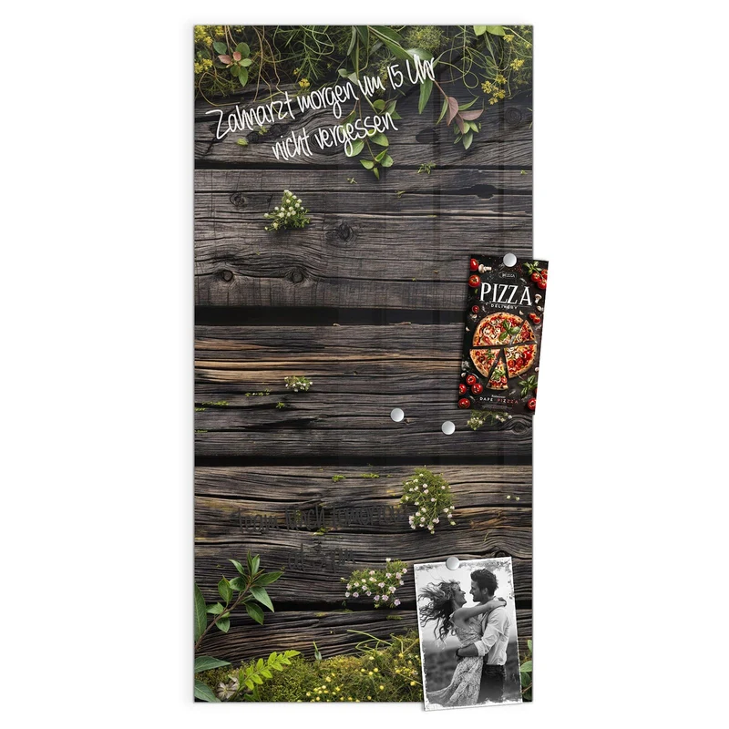 Magnettafel - Wildblumen auf Holz