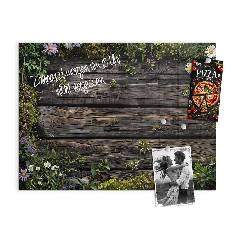 Magnettafel - Wildblumen auf Holz
