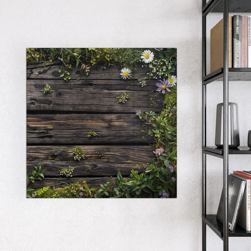 Magnettafel - Wildblumen auf Holz