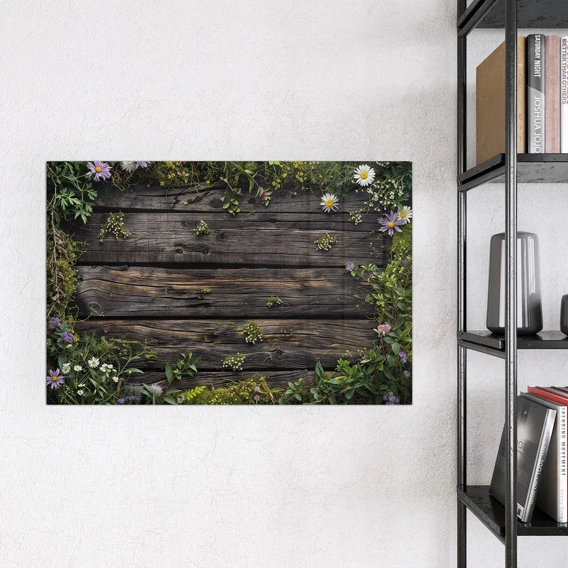 Magnettafel - Wildblumen auf Holz