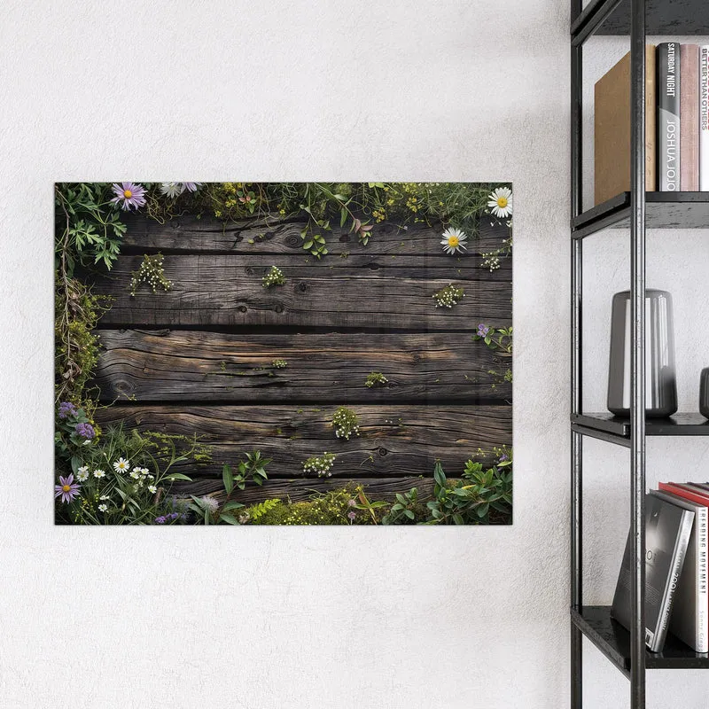 Magnettafel - Wildblumen auf Holz