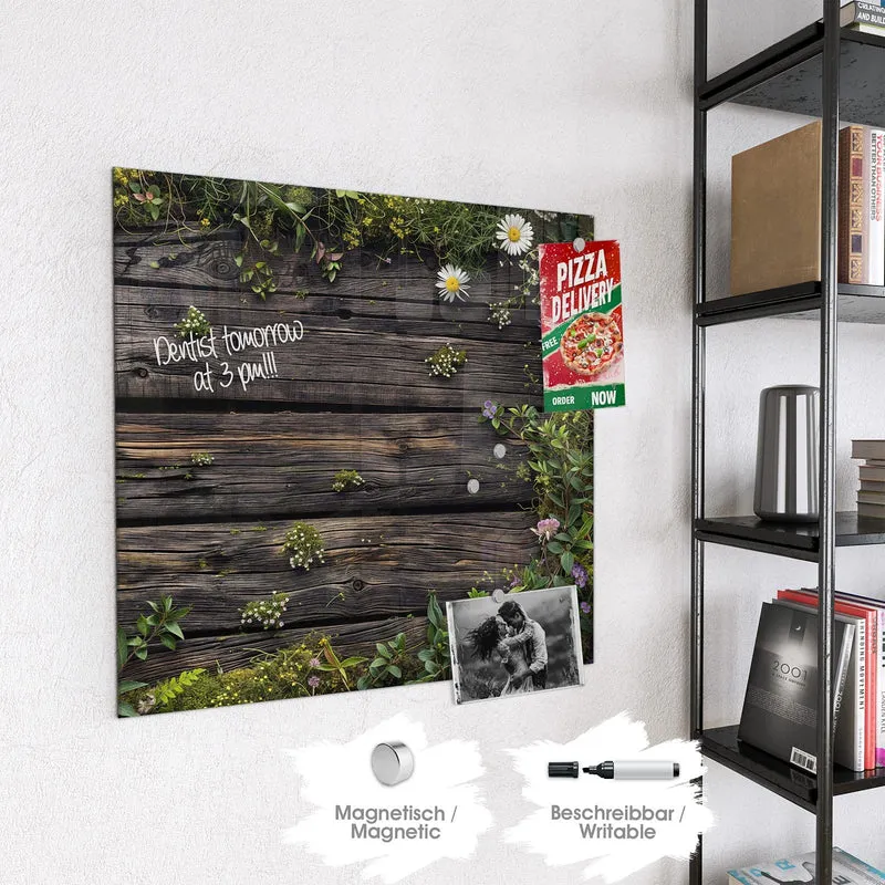 Magnettafel - Wildblumen auf Holz