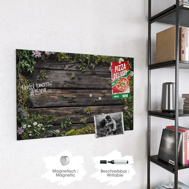 Magnettafel - Wildblumen auf Holz