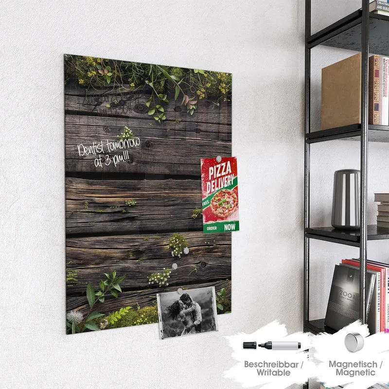 Magnettafel - Wildblumen auf Holz