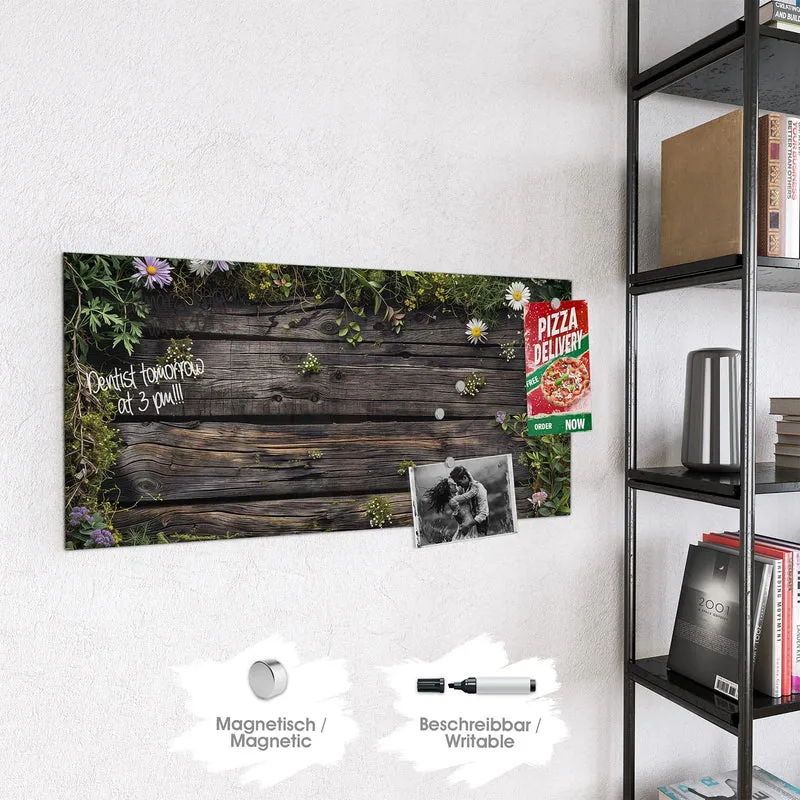 Magnettafel - Wildblumen auf Holz