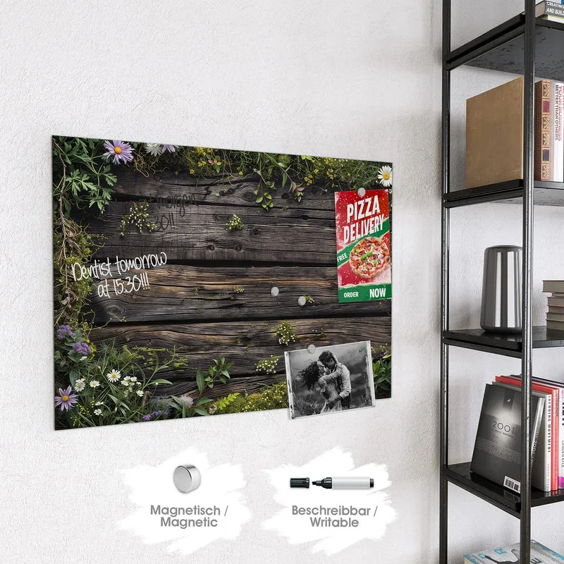 Magnettafel - Wildblumen auf Holz
