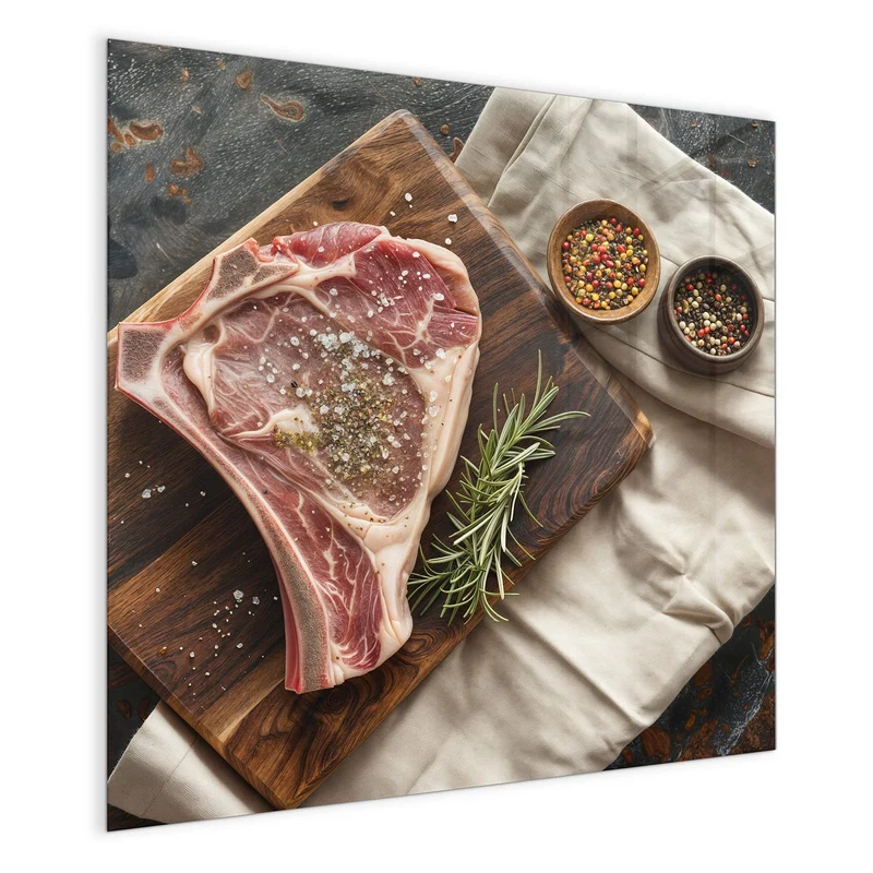 Magnettafel - Rohes Steak auf Holz