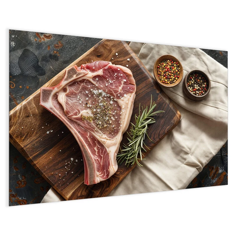 Magnettafel - Rohes Steak auf Holz