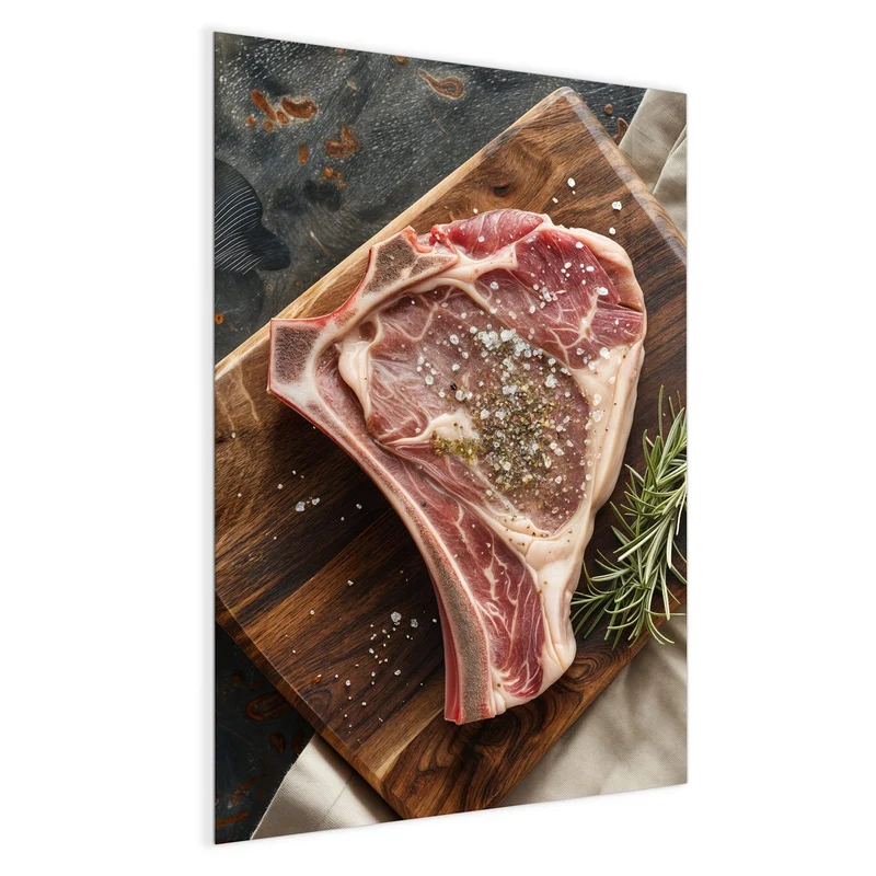 Magnettafel - Rohes Steak auf Holz