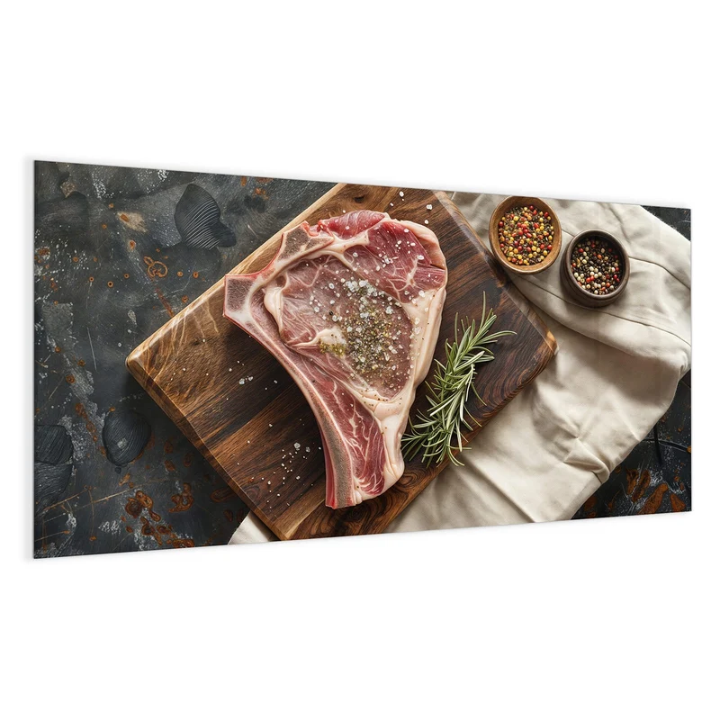 Magnettafel - Rohes Steak auf Holz