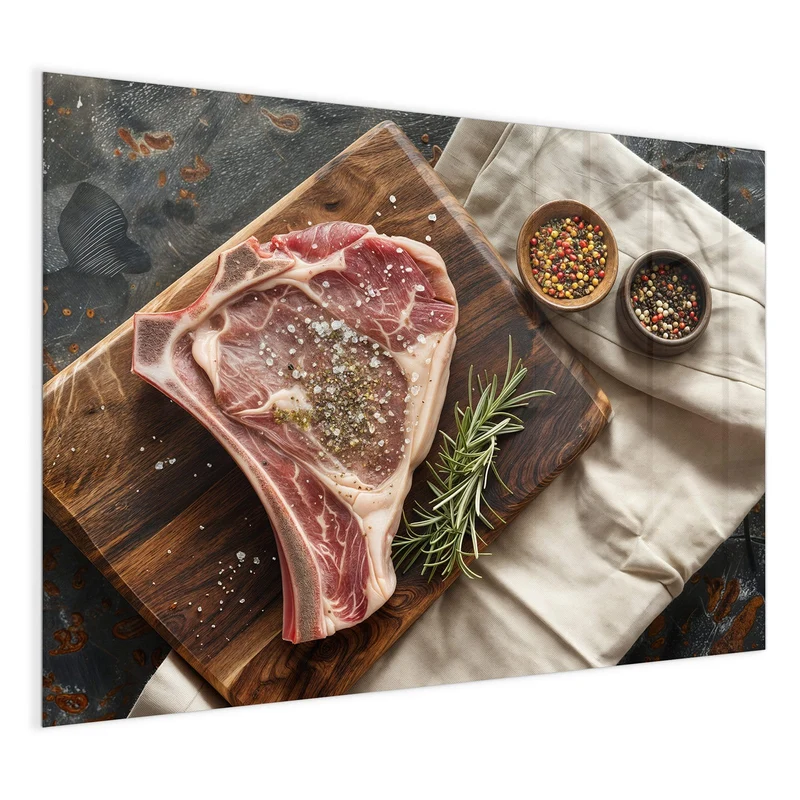 Magnettafel - Rohes Steak auf Holz