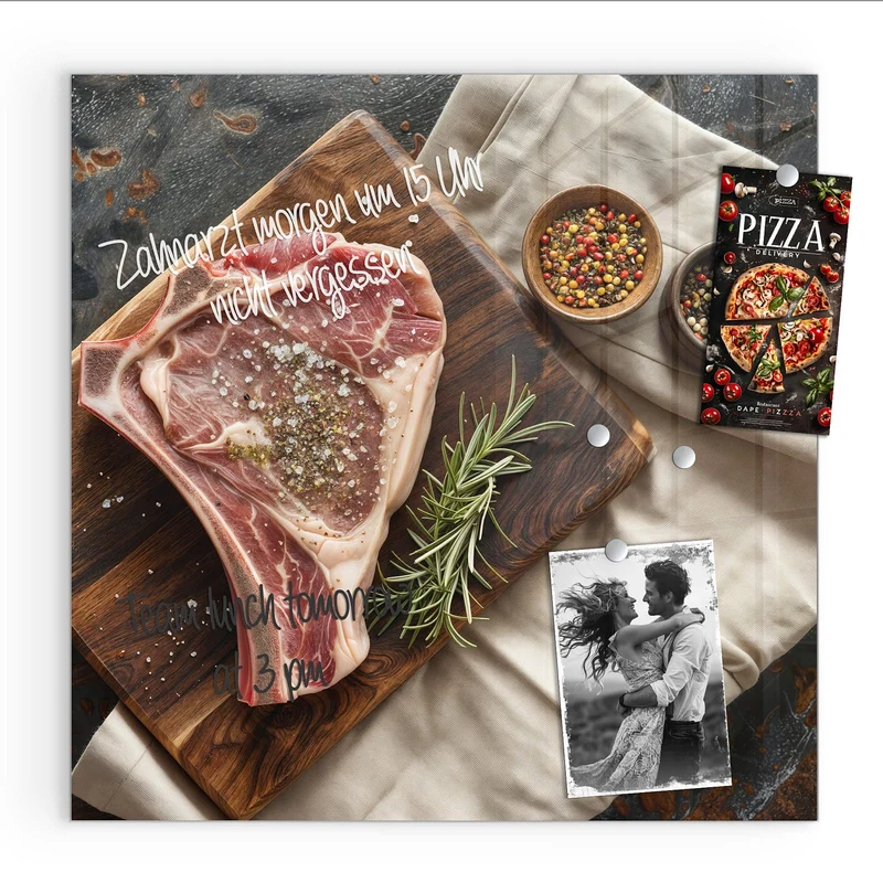 Magnettafel - Rohes Steak auf Holz