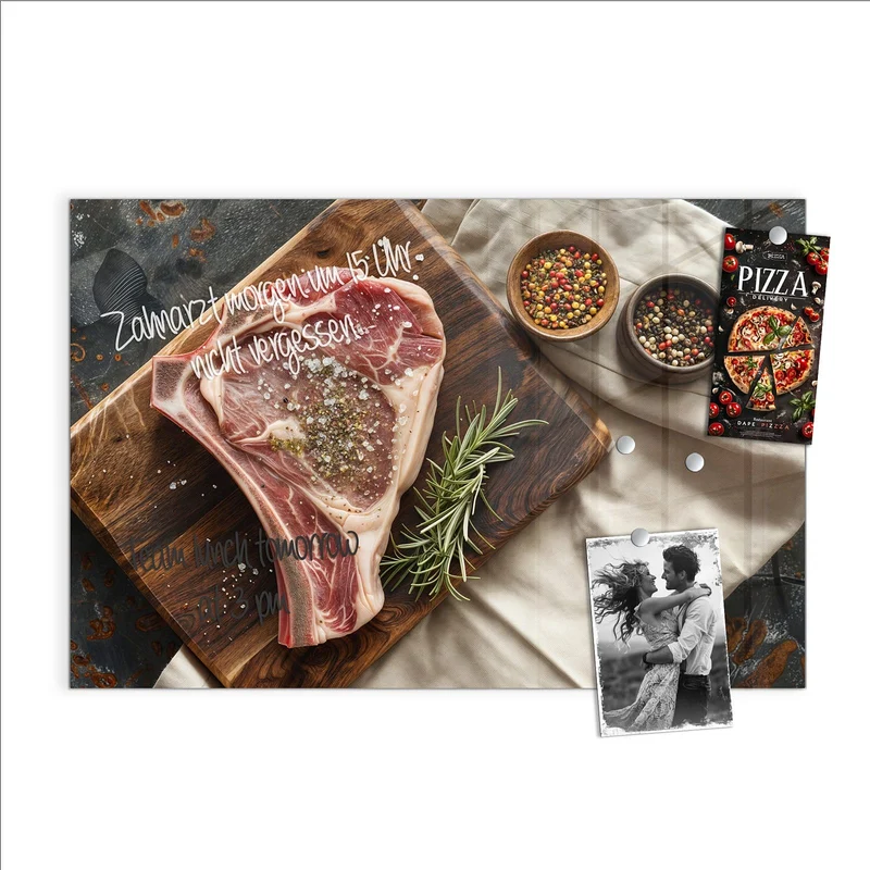 Magnettafel - Rohes Steak auf Holz