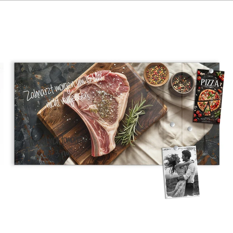 Magnettafel - Rohes Steak auf Holz