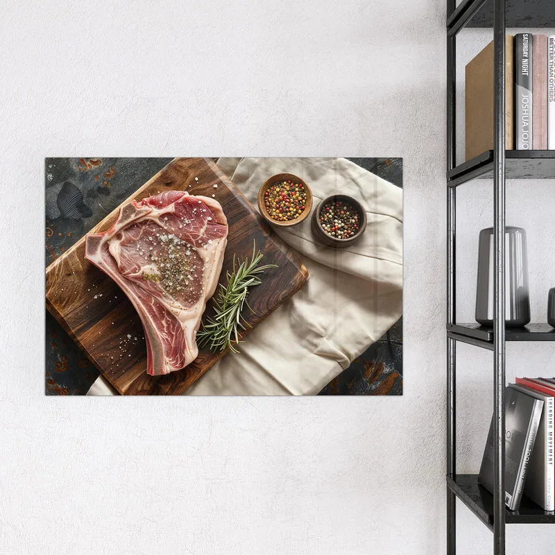 Magnettafel - Rohes Steak auf Holz